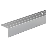 Gedotec Perfil de aluminio para escaleras, perfil angular de aluminio, 1000 mm, perfil de suelo perforado para atornillar, 25 x 20 mm, 1 pieza, perfil angular para escaleras con ranuras