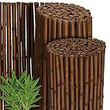 Sol Royal Valla de Bambú Premium 90x250cm B23 Marrón Oscuro - cañas de bambú endurecido Ø 2-3cm, valla de bambú resistente a la intemperie para interiores y exteriores