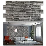 Paneles de pared de plástico PVC 3D decorativos azulejos revestimiento (Piedra oscura)